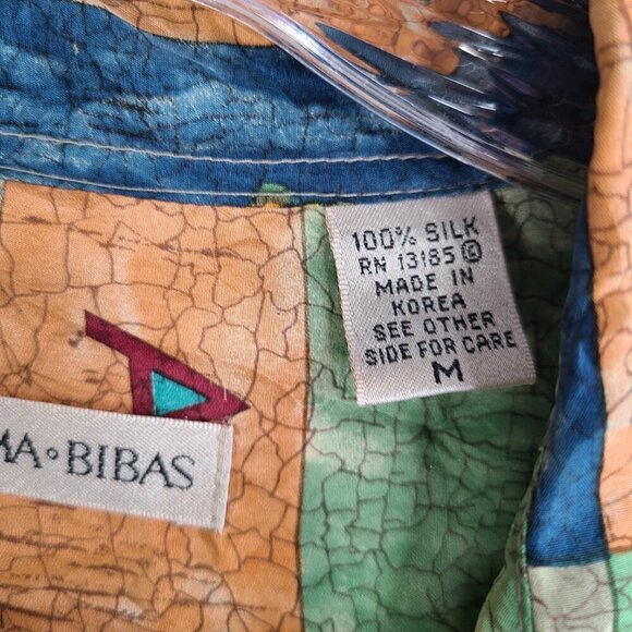 Vintage BURMA BIBAS Travel Adventure Boat Plane Scooter Wild Silk Button Up - Picture 8 of 8